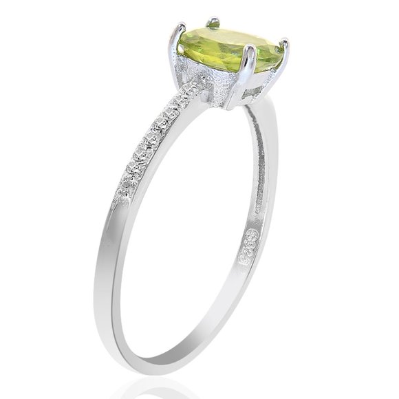 Sterling Silver Peridot Diamond Accent Ring - Picture 2 of 6